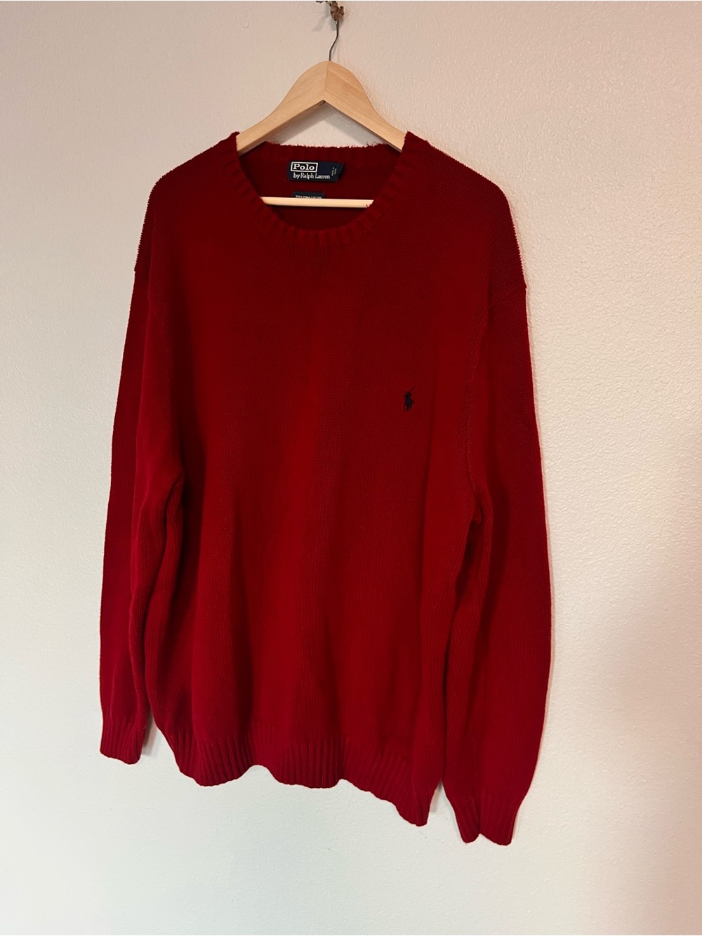 Polo Ralph Lauren Men's PIMA Cotton Crew Neck Sweater, RED,